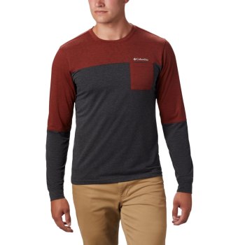 Columbia Muške Majice S Kapuljačom - Outdoor Elements Long Sleeve Crvene Tamno Sive | GLIP-62738